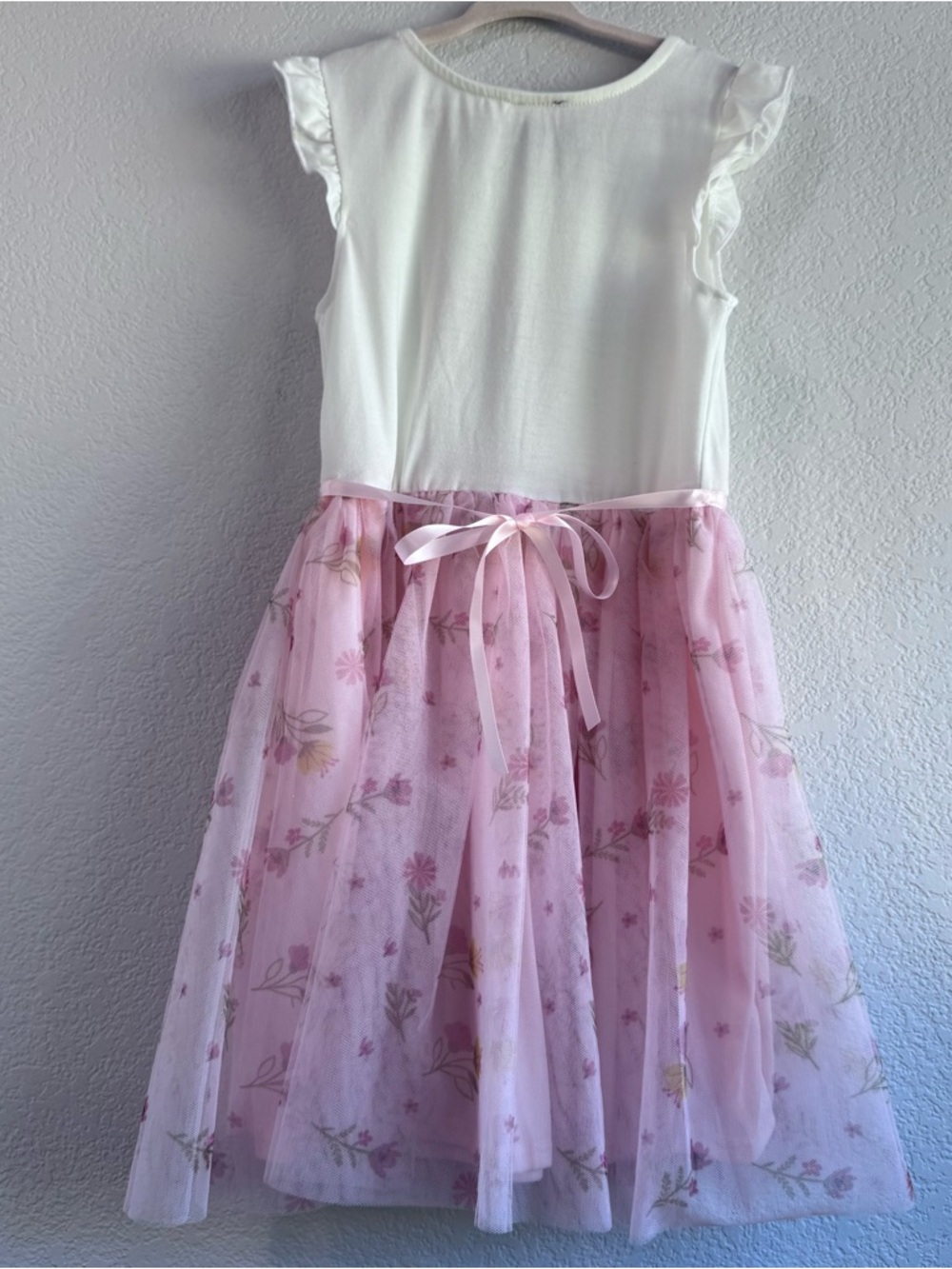 lilt White & Pink Floral Dress With Tulle Skirt - Picture 12 of 14